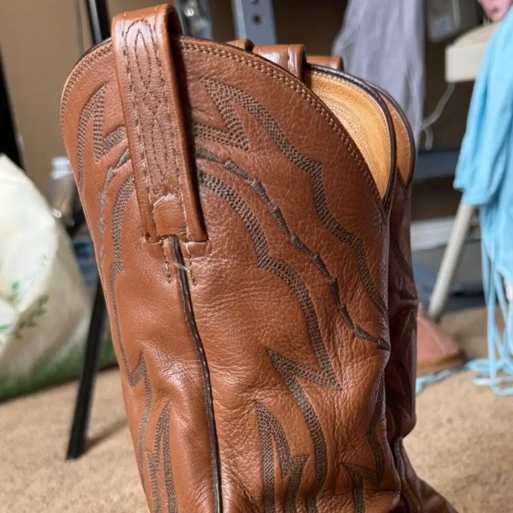 Lucchese 2000 Harrison Brown Cowhide Leather Cowboy Boots 9D
